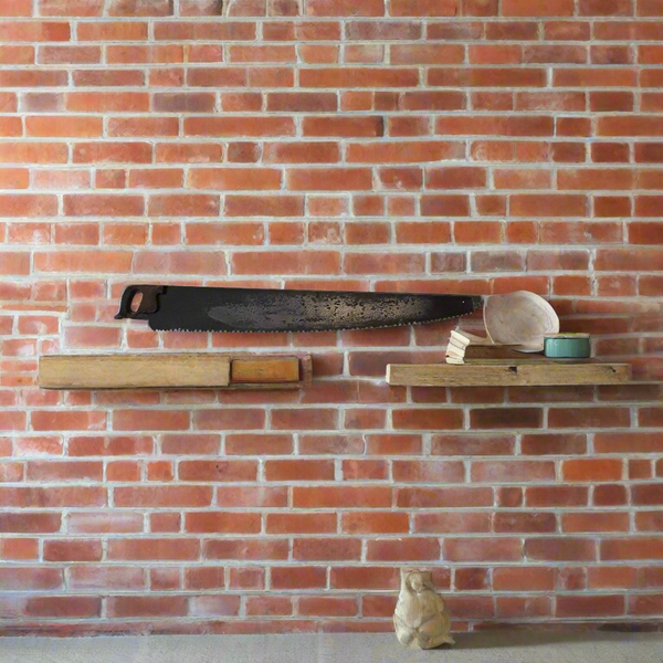 Vintage Warranted Superior Two Man Logging Saw with Leather Wrap Handle