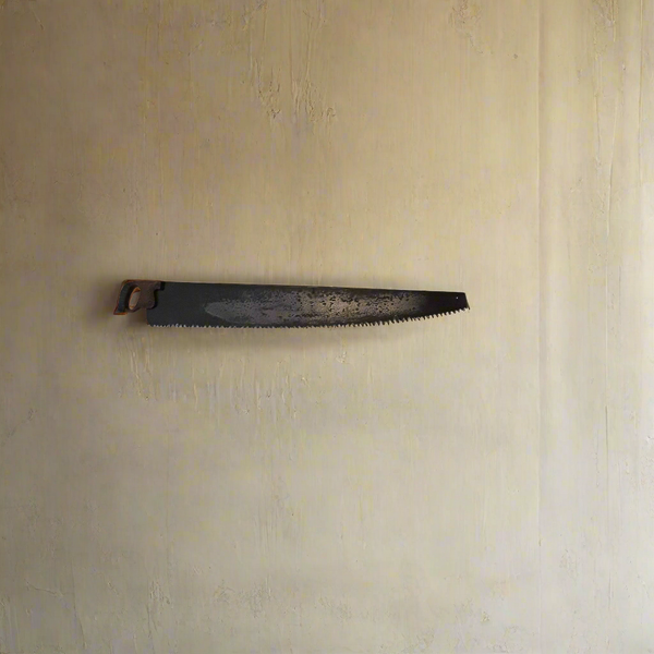 Vintage Warranted Superior Two Man Logging Saw with Leather Wrap Handle