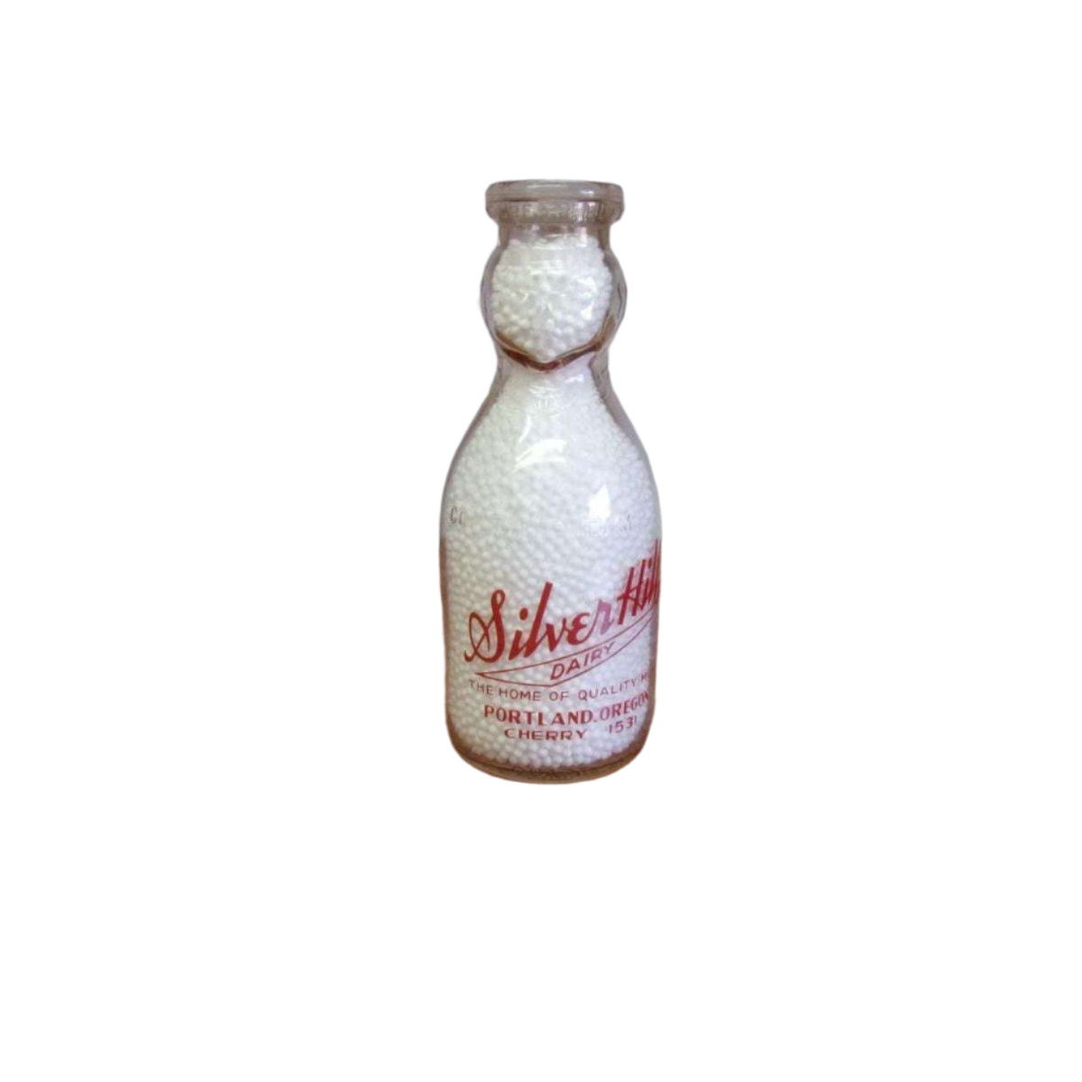 Vintage Silver Hill Dairy Milk Bottle Cop The Cream pink glass