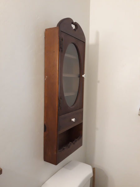Antique Vintage Oak Wood Medicine  Cabinet