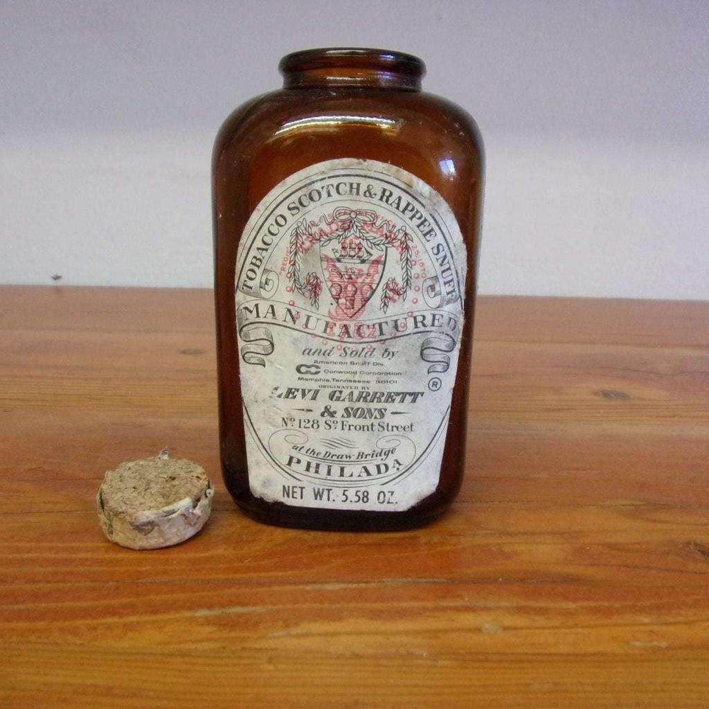 Antique Tobacco Scotch & Rappee Snuff Levi Garrett & Sons Amber Glass ...