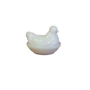 Vintage Hazel Atlas Milk Glass Hen On Nest Basket