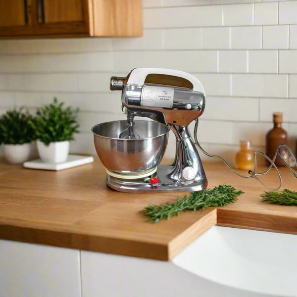 Vintage Hamilton Beach Chrome Stand Mixer with Metal Bowl