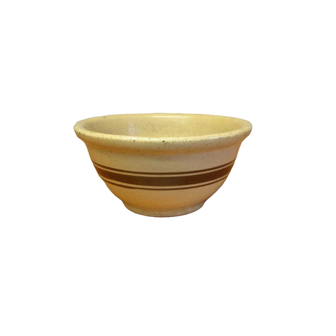 Vintage RRP Co stoneware mixing bowl yellow ware with brown bands