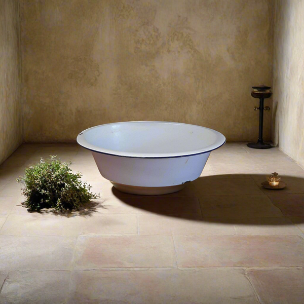 Vintage Enamelware Oval Wash Tub Basin