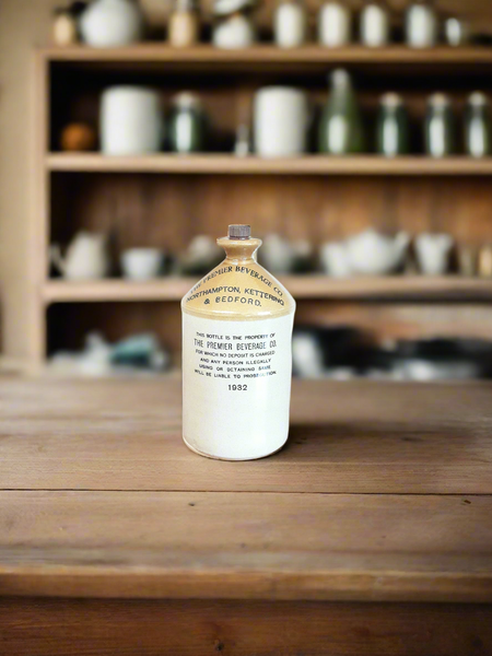 Vintage Stoneware Advertising Jug The Premier Beverage Co