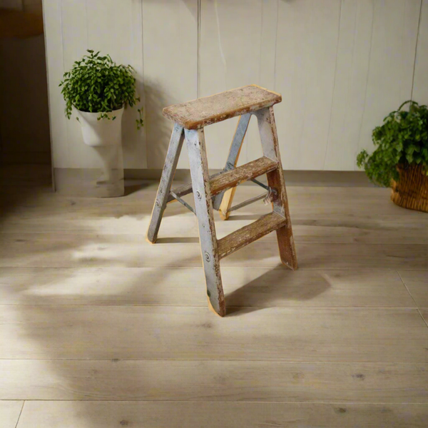 Vintage Wood Step Stool Ladder