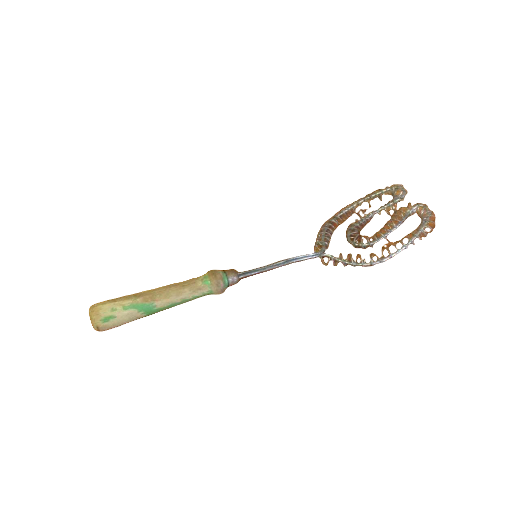 Antique Wire Whisk Egg Beater U Shape with Wood Handle