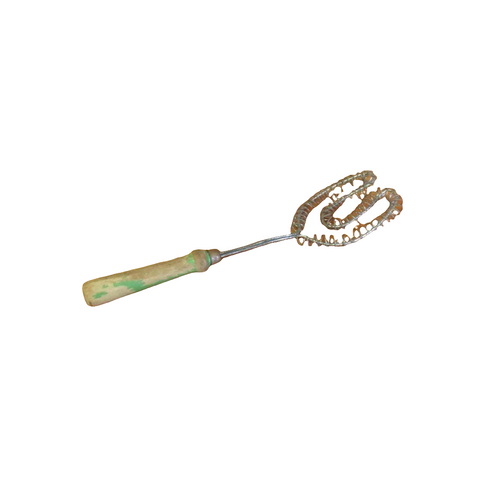 Antique Wire Whisk Egg Beater U Shape with Wood Handle