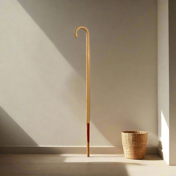 Antique Vintage White with Red Tip Wood Walking Cane 017