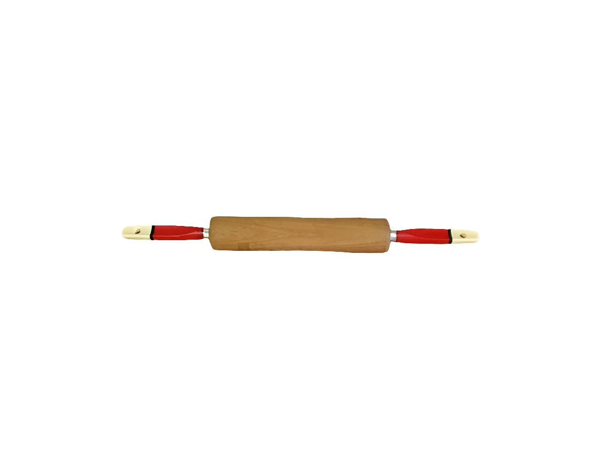 Vintage Skyline red and white handle wood rolling pin 009