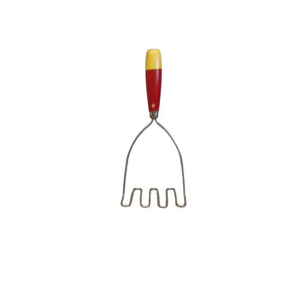 Antique Vintage Potato Masher with Red with White Handle