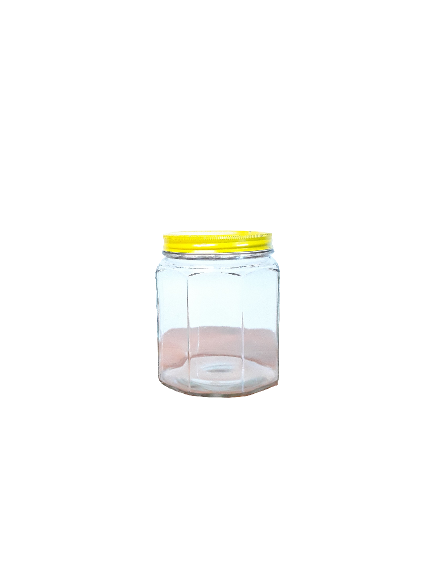 Vintage Hoosier Paneled Glass Jar with Yellow Lid