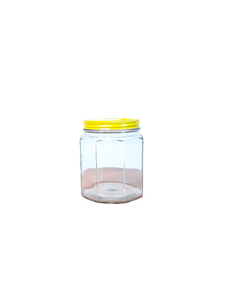 Vintage Hoosier Paneled Glass Jar with Yellow Lid