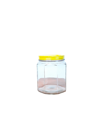 Vintage Hoosier Paneled Glass Jar with Yellow Lid