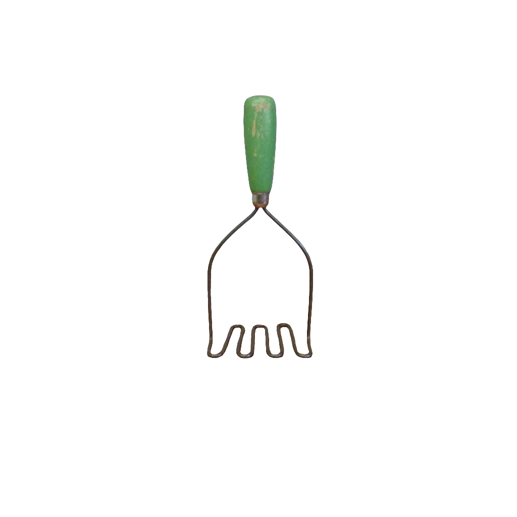 Antique Vintage Potato Masher with Green Handle