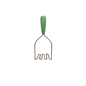 Antique Vintage Potato Masher with Green Handle