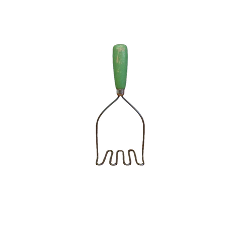 Antique Vintage Potato Masher with Green Handle