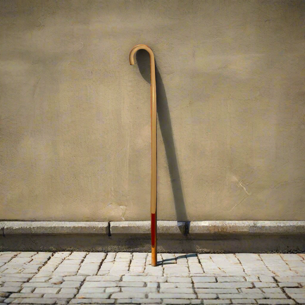 Antique Vintage White with Red Tip Wood Walking Cane 017