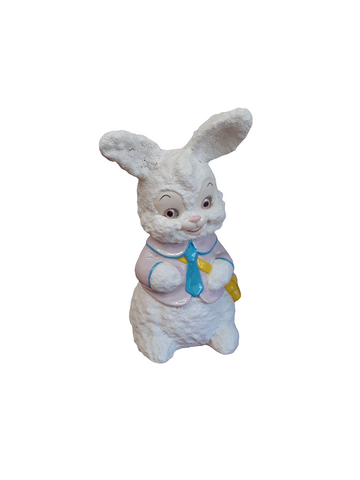 Vintage Ceramic Easter Bunny Figure with Music Box