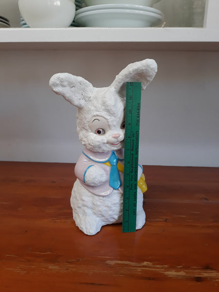Vintage Ceramic Easter Bunny Figure with Music Box