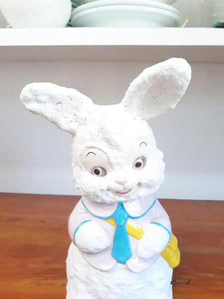 Vintage Ceramic Easter Bunny Figure with Music Box
