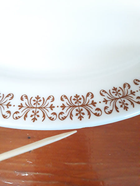 Vintage Anchor Hocking Anchorware Copper Filigree Oval Platter Plates