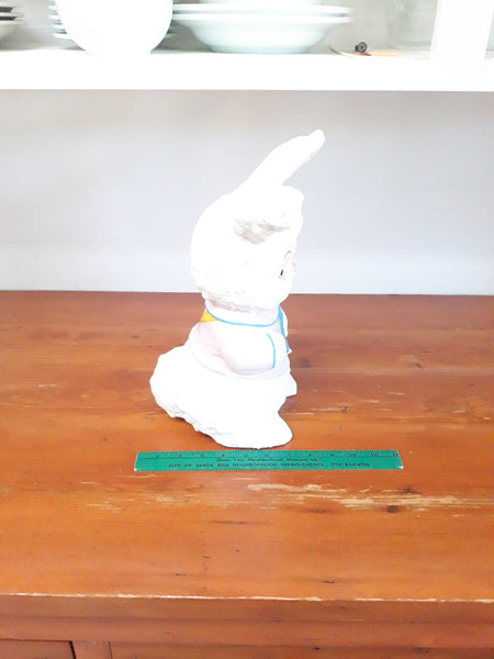 Vintage Ceramic Easter Bunny Figure with Music Box