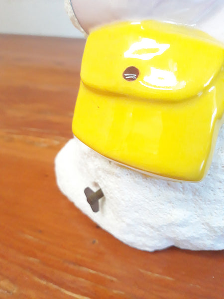 Vintage Ceramic Easter Bunny Figure with Music Box