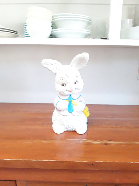 Vintage Ceramic Easter Bunny Figure with Music Box