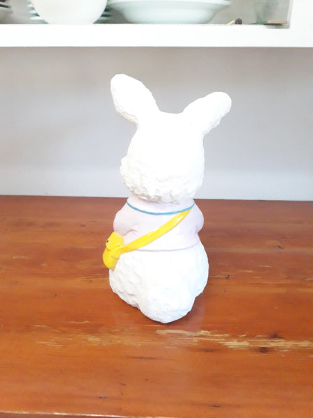 Vintage Ceramic Easter Bunny Figure with Music Box