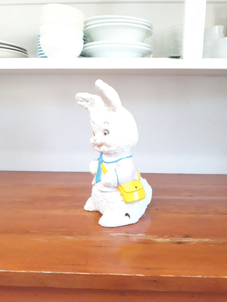 Vintage Ceramic Easter Bunny Figure with Music Box