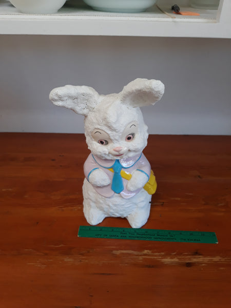 Vintage Ceramic Easter Bunny Figure with Music Box