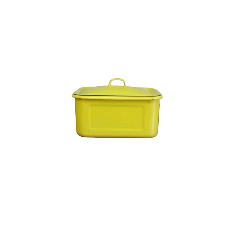 Vintage Yellow Enamelware Storage Container with lid