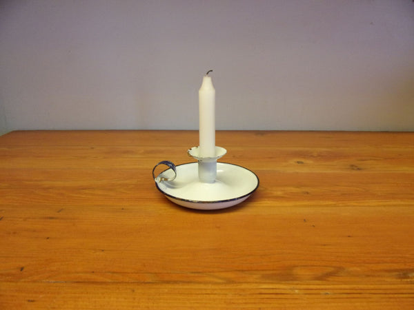 Vintage enamelware candle holder chamberstick