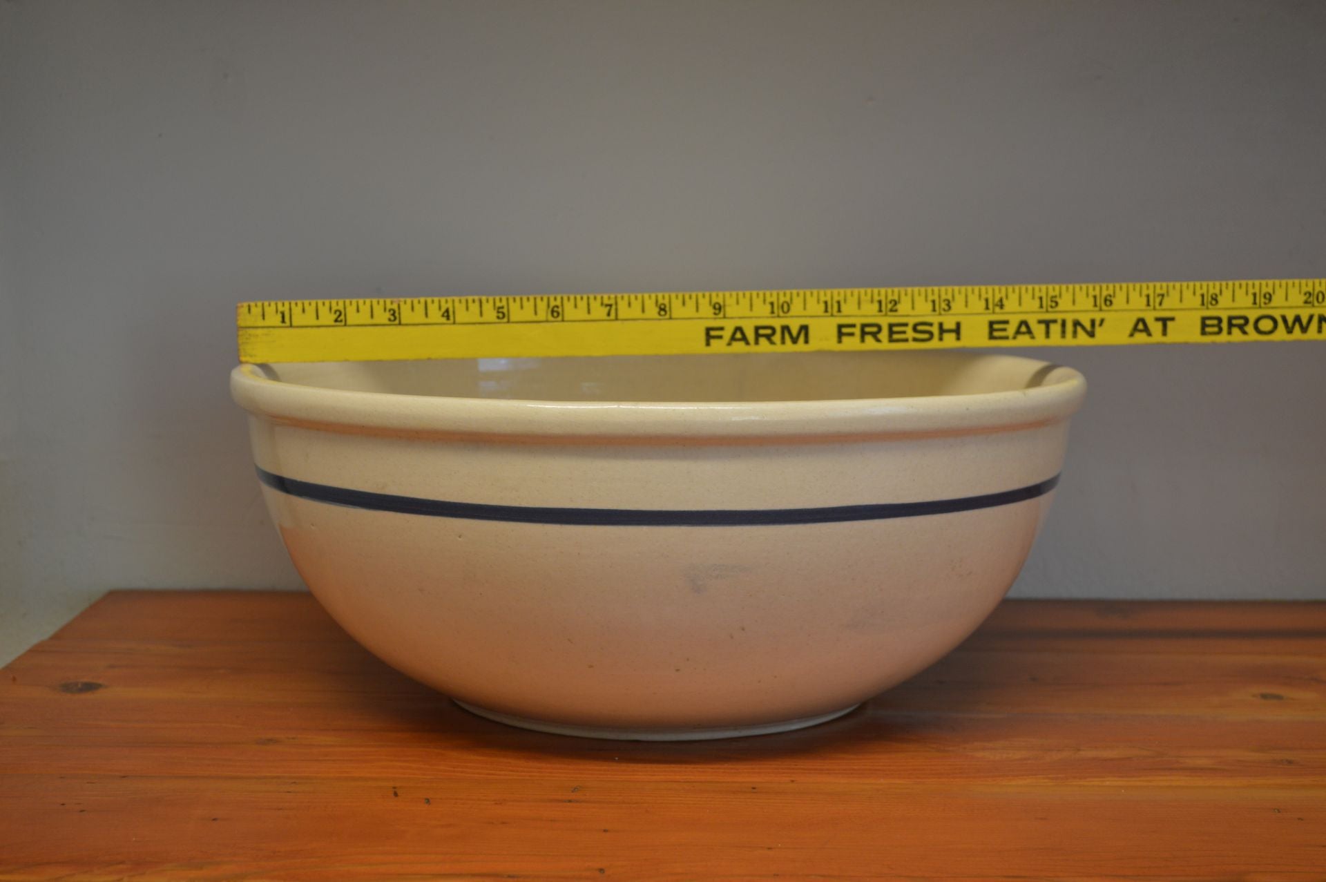 2024 Vintage XL blue stripe pottery bowl