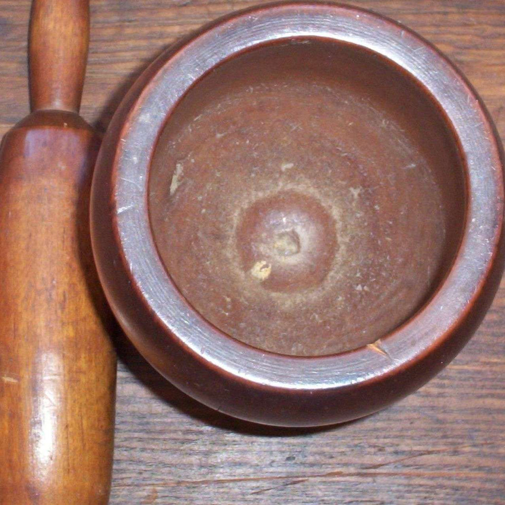 Wooden Antique Pyrographed Mortar and Pestle, Mortar and Pestle