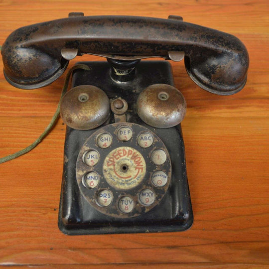 Vintage Speed Phone The Gong Bell MFG Co metal toy phone Ma and Pa's