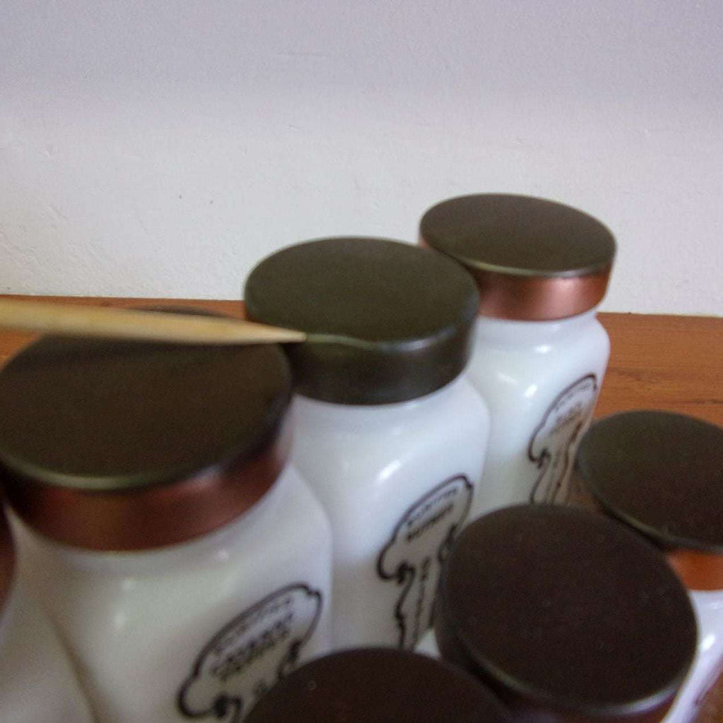 Griffith Milk Glass Purified Spice Jars With Black Lids YOUR