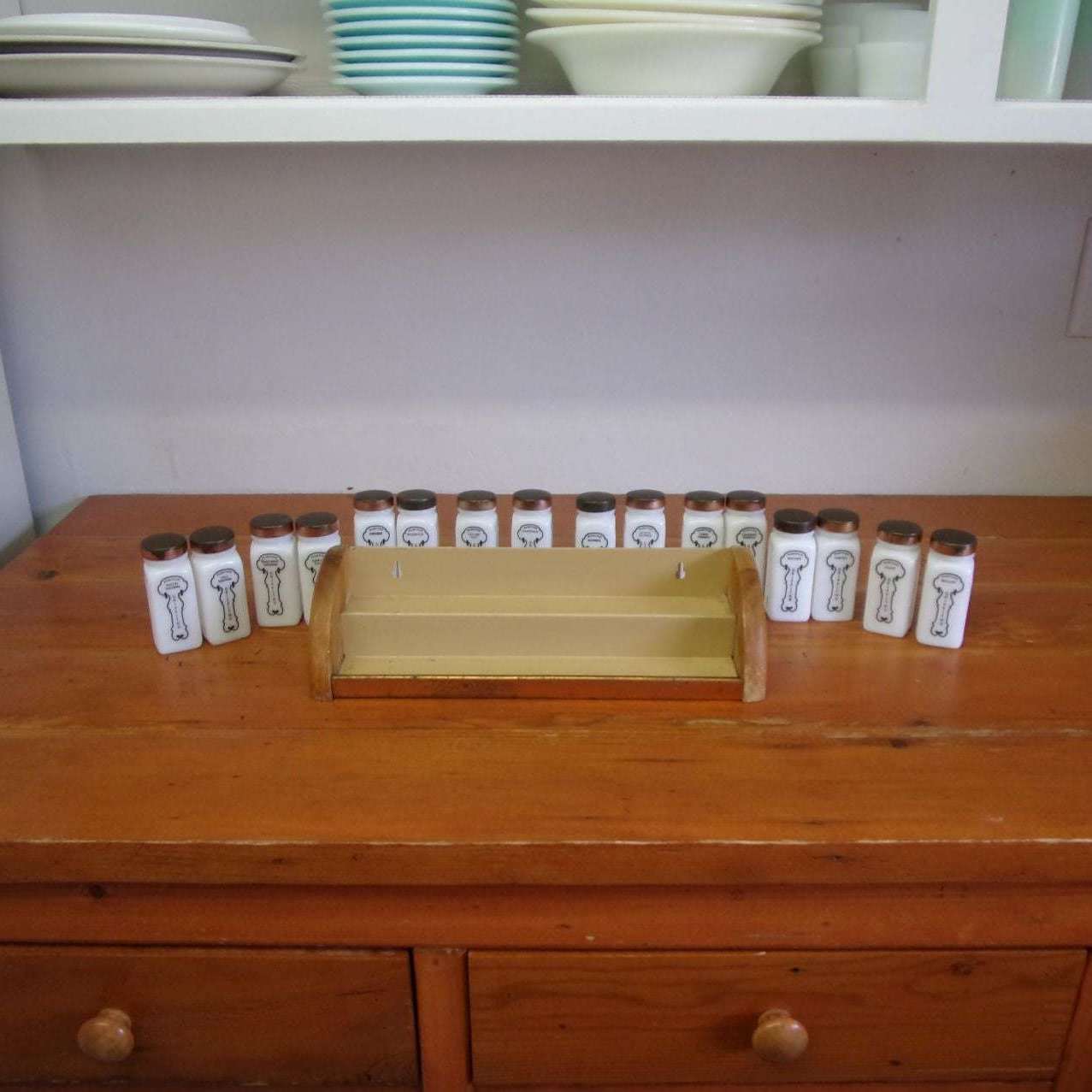 Vintage Milk Glass Griffiths Spice Jars and Rack Ma and Pa s Attic