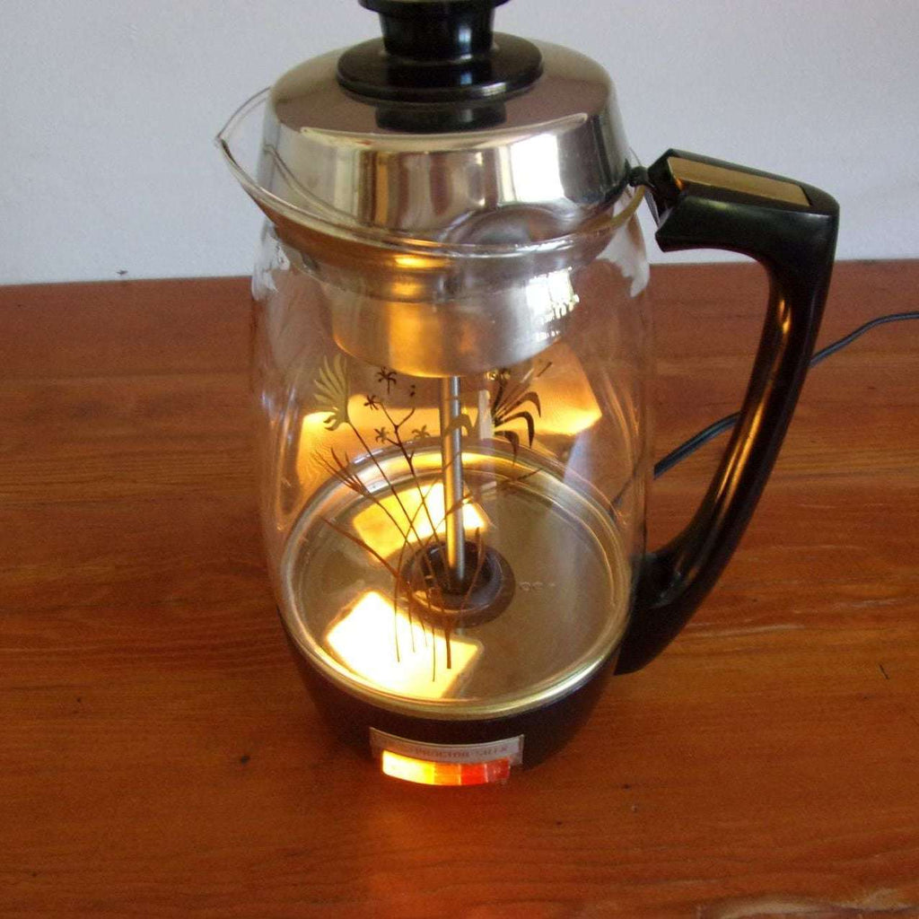 Mid Century Proctor Silex Electric Automatic Glass Percolator 11 Cup With  Frosted Flower Accent Still in Box 70503 