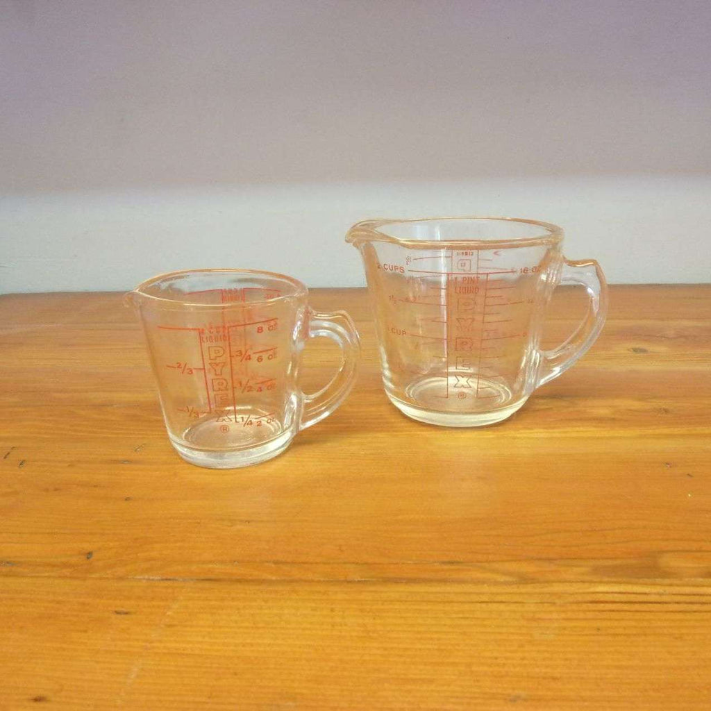 Vintage Pyrex Glass Measuring Cups Set of Two 